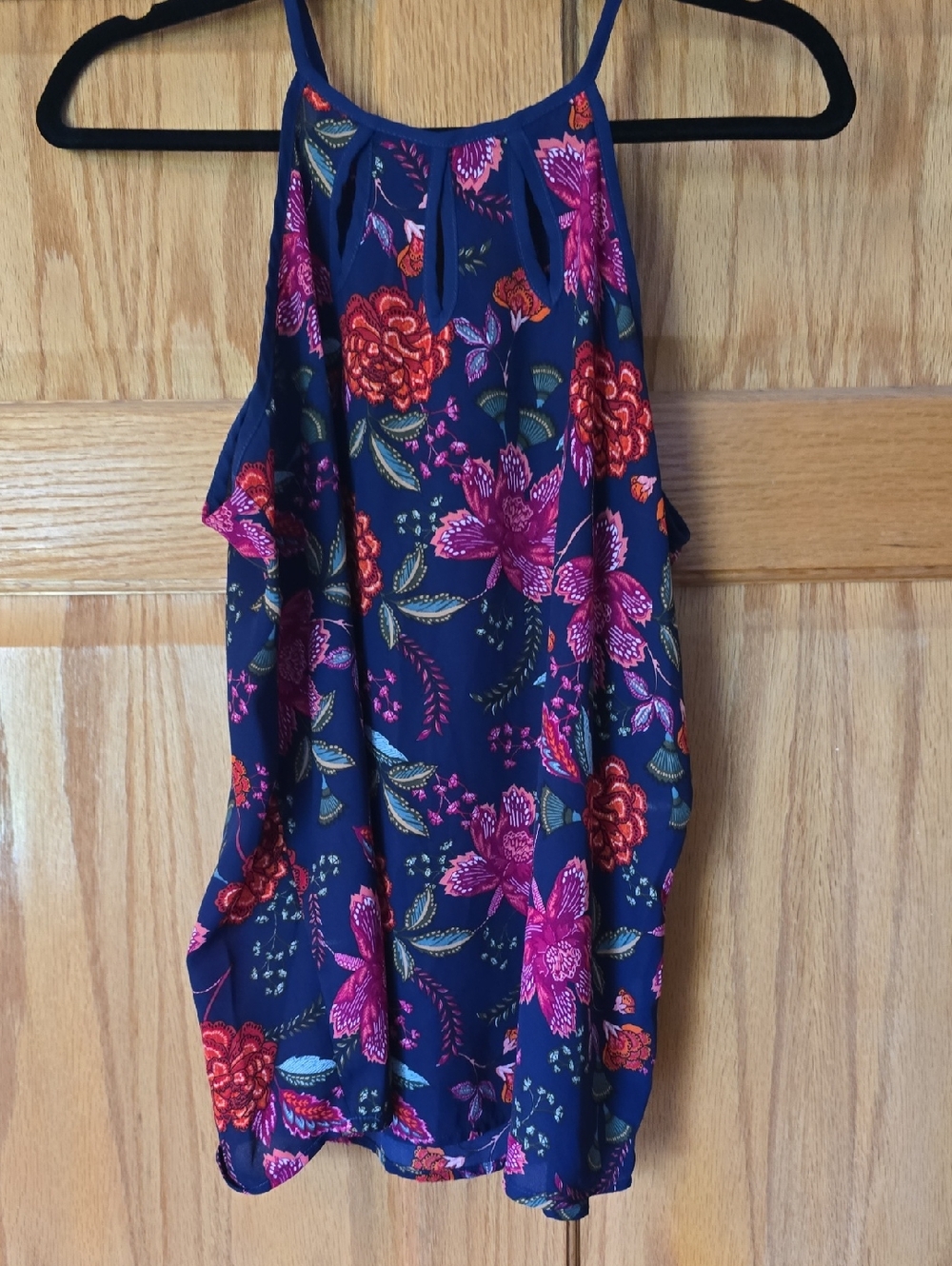 Papermoon Navy Floral Tank with Pink & Red Accents